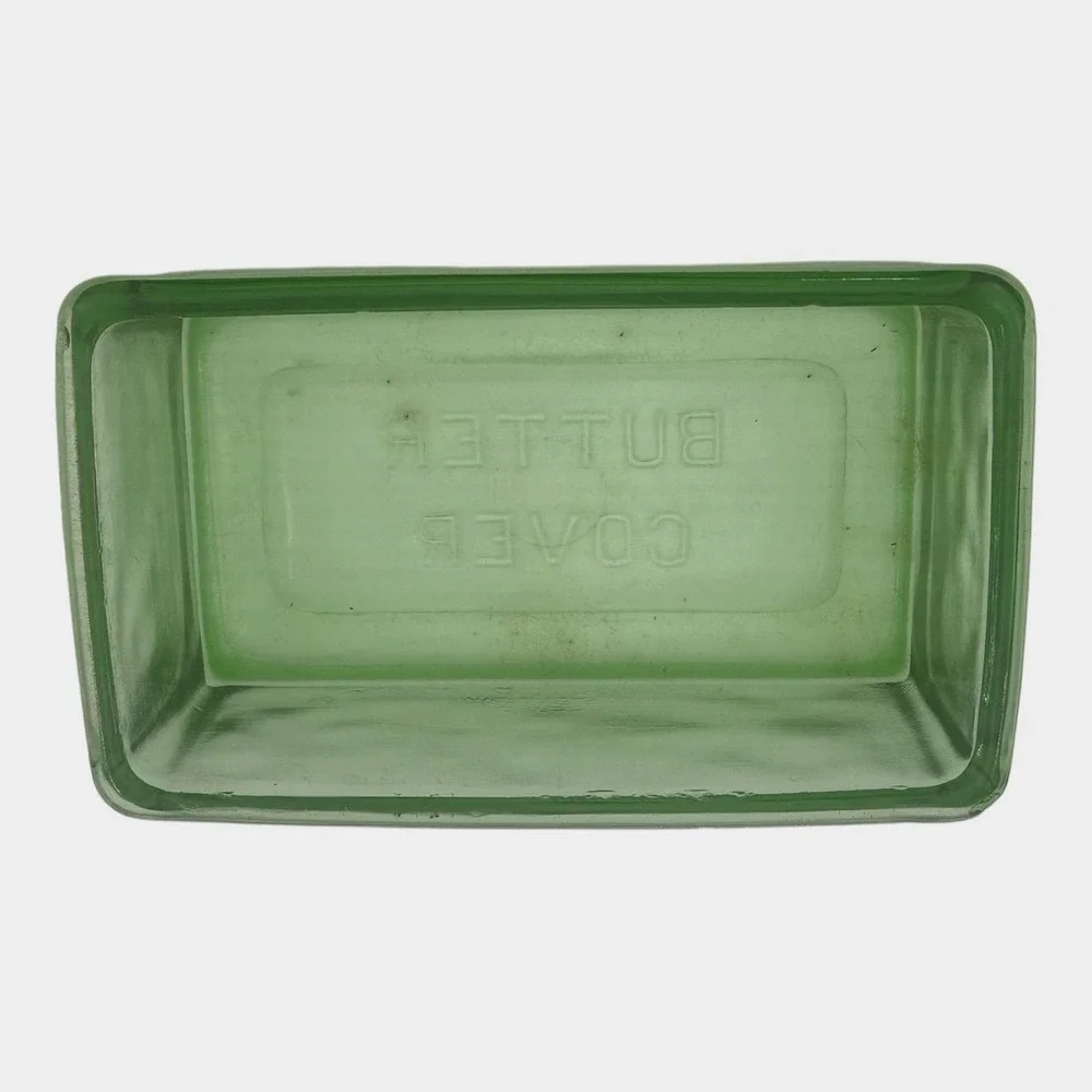 Hazel Atlas Uranium Glass Butter Cover Dish Lid Green Depression UV Glow Vintage